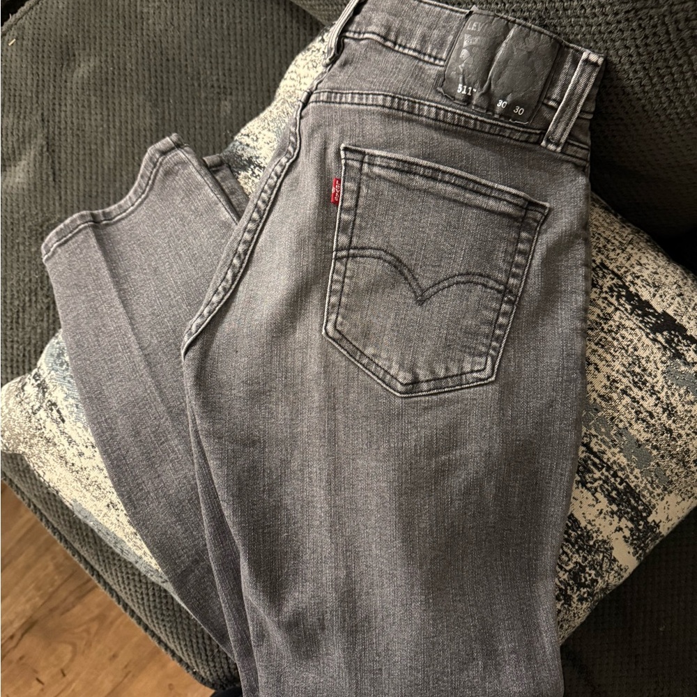 Gray Denim distressed Levi classic Jeans